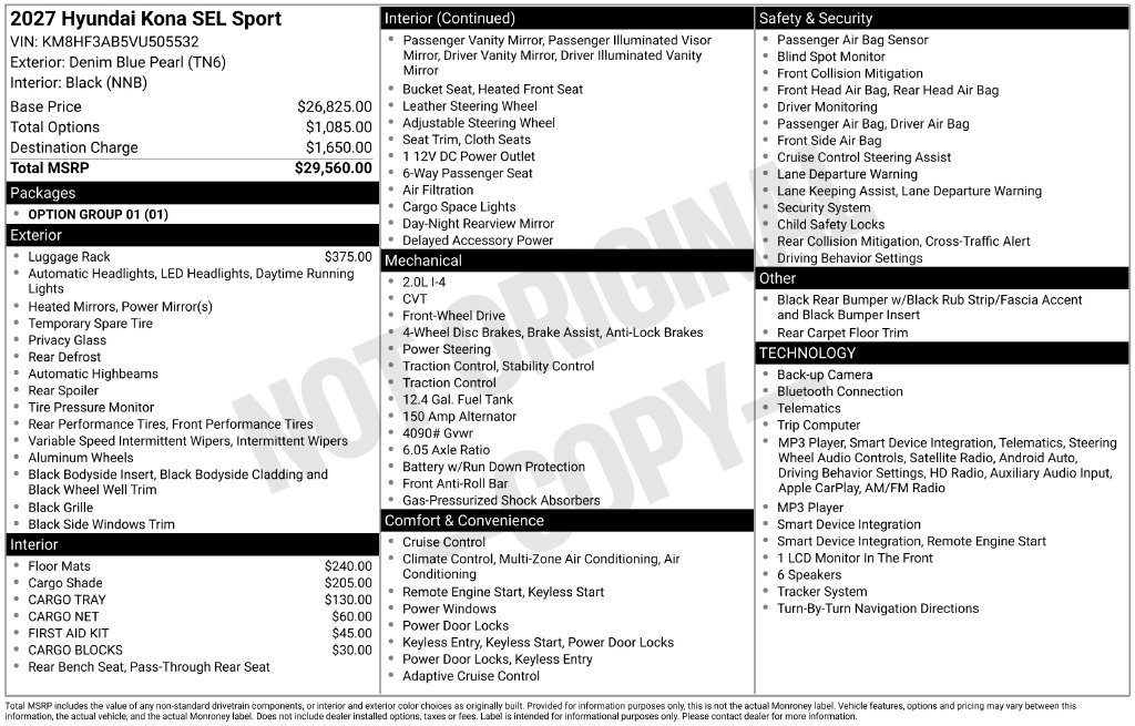 Certified 2027 Hyundai Kona SEL Sport FWD image 32