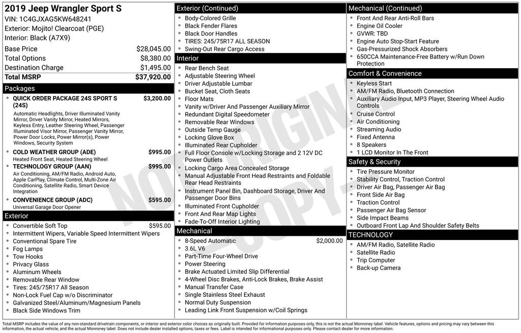 Used 2019 Jeep Wrangler Sport image 6