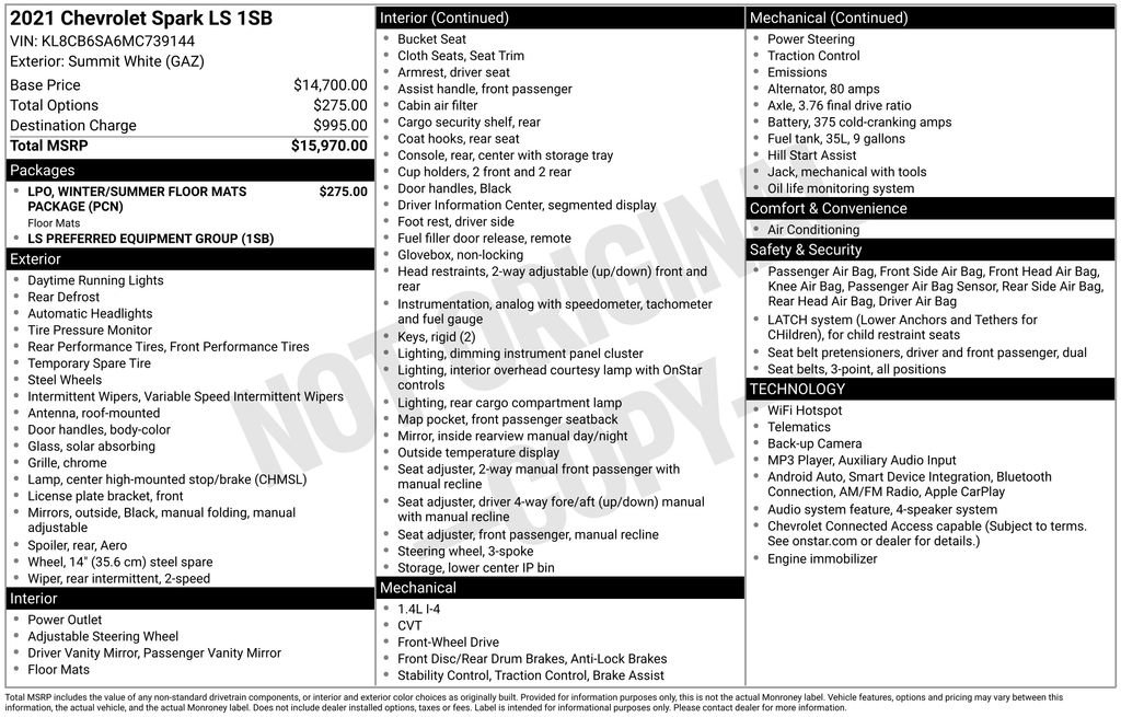 Certified 2021 Chevrolet Spark LS FWD image 5