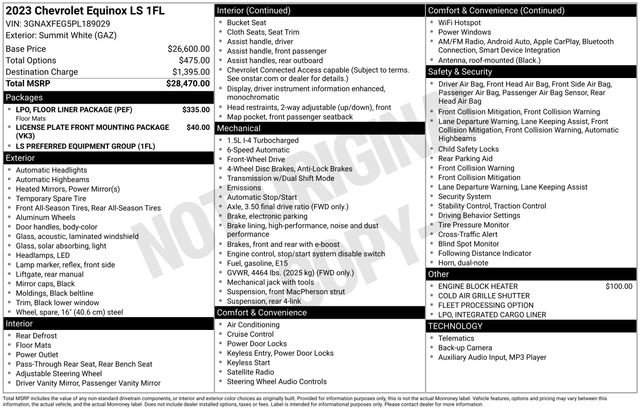 Used 2023 Chevrolet Equinox LS w/ LPO, Floor Liner Package image 5