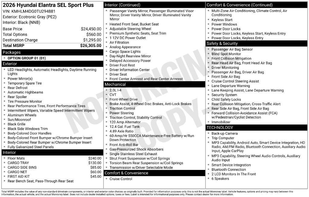 New 2026 Hyundai Elantra SEL Sport FWD image 17