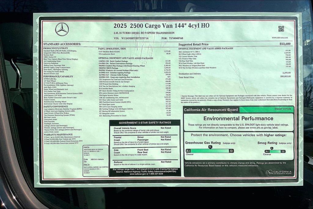 New 2025 Mercedes-Benz Sprinter 144 Cargo