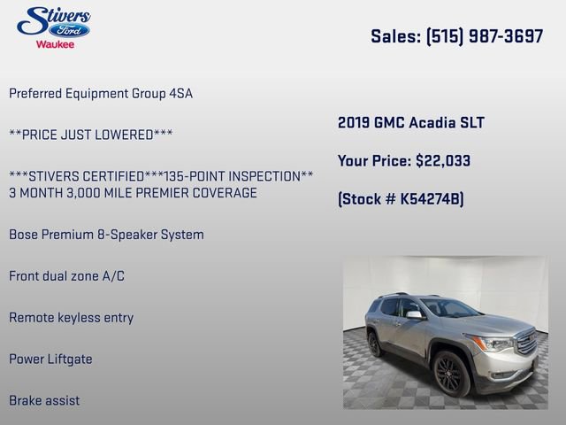 Used 2019 GMC Acadia SLT AWD/4WD image 8