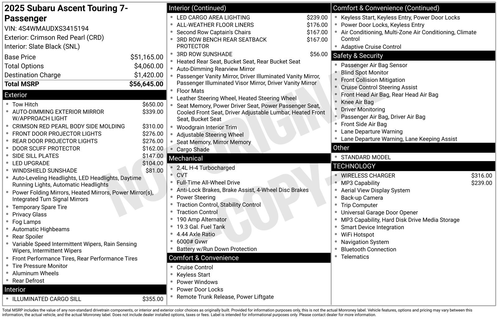 Certified 2025 Subaru Ascent Touring AWD/4WD image 34
