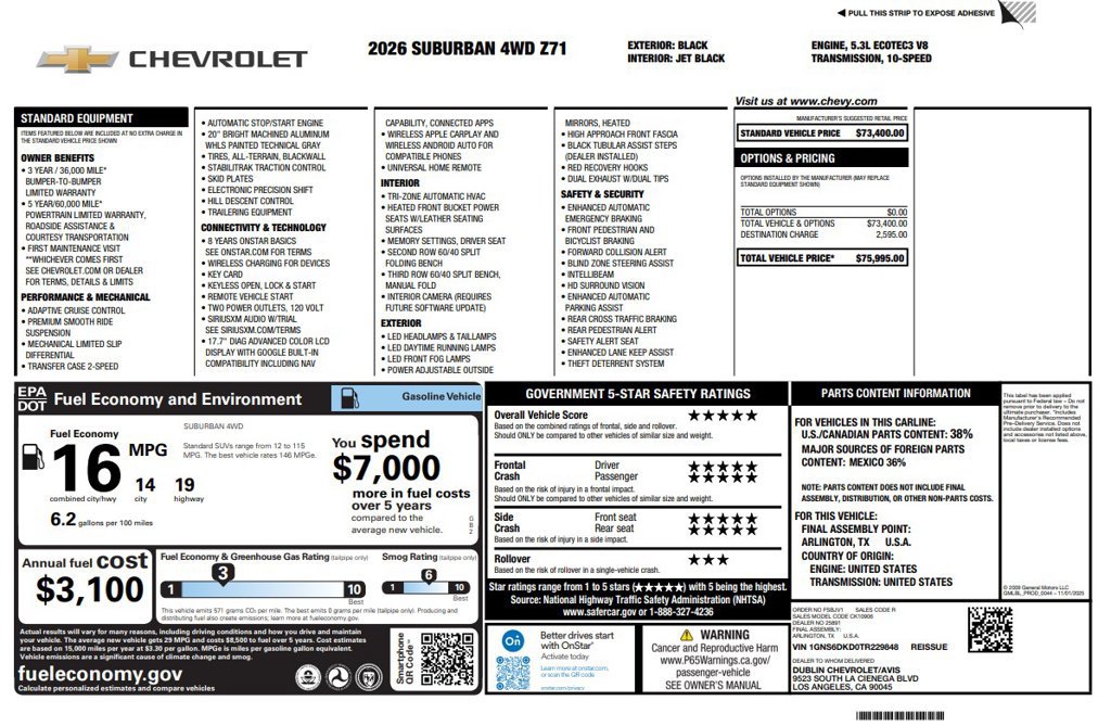 Used 2026 Chevrolet Suburban Z71 AWD/4WD image 4