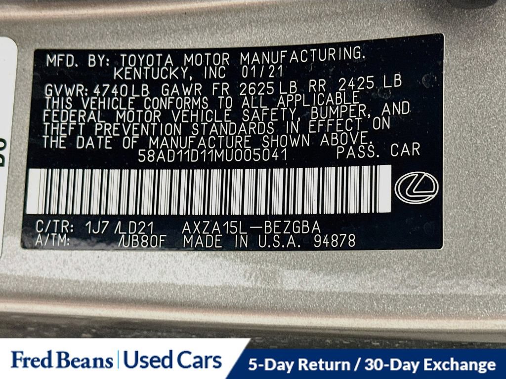 Used 2021 Lexus ES 250 w/ Premium Package AWD/4WD image 39