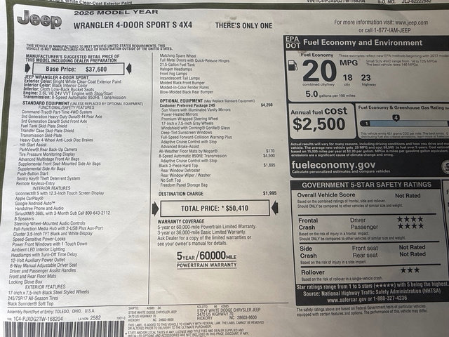 New 2026 Jeep Wrangler Unlimited Sport image 29
