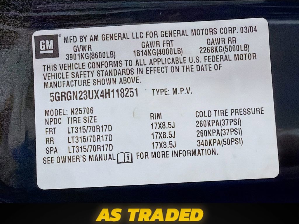 Used 2004 HUMMER H2 w/ Preferred Equipment Group image 31