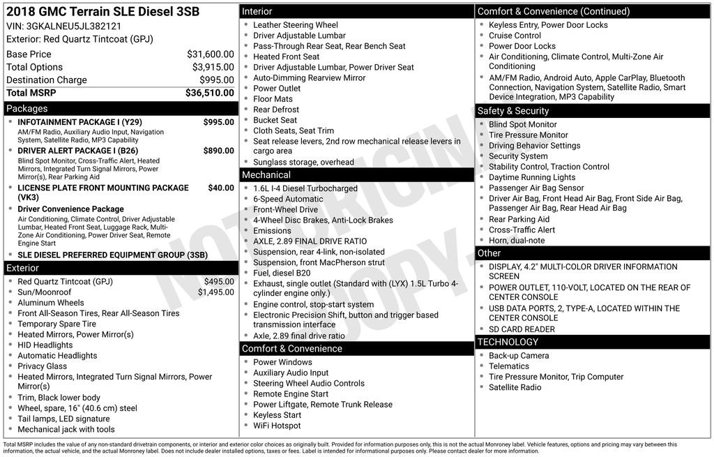 Used 2018 GMC Terrain SLE w/ Infotainment Package I FWD image 15