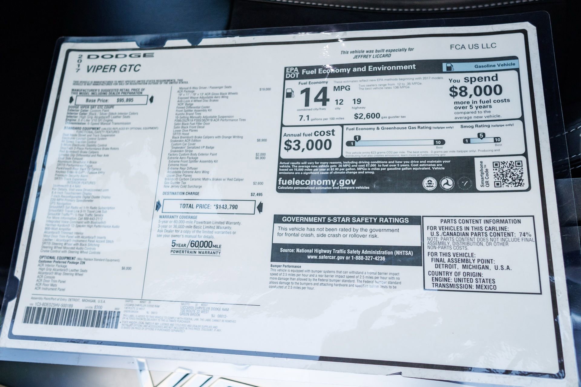 Used 2017 Dodge Viper GTC w/ ACR Package image 82