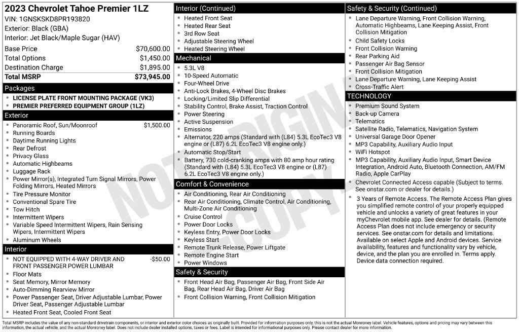Used 2023 Chevrolet Tahoe Premier AWD/4WD image 4