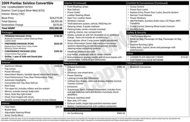 Used 2009 Pontiac Solstice Convertible w/ Premium Package RWD image 26