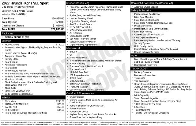New 2027 Hyundai Kona SEL Sport FWD image 4