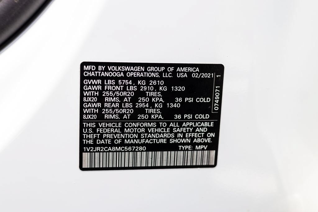 Used 2021 Volkswagen Atlas SE w/ Panoramic Sunroof Package FWD image 59