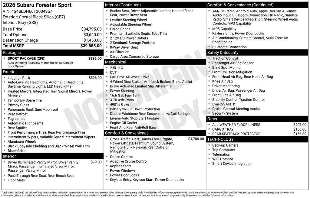 New 2026 Subaru Forester Sport w/ Sport Package image 26