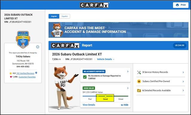 Certified 2026 Subaru Outback Limited XT AWD/4WD image 12