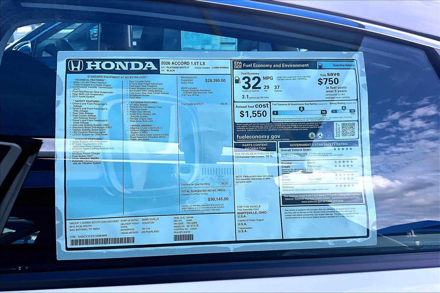 New 2026 Honda Accord LX image 18