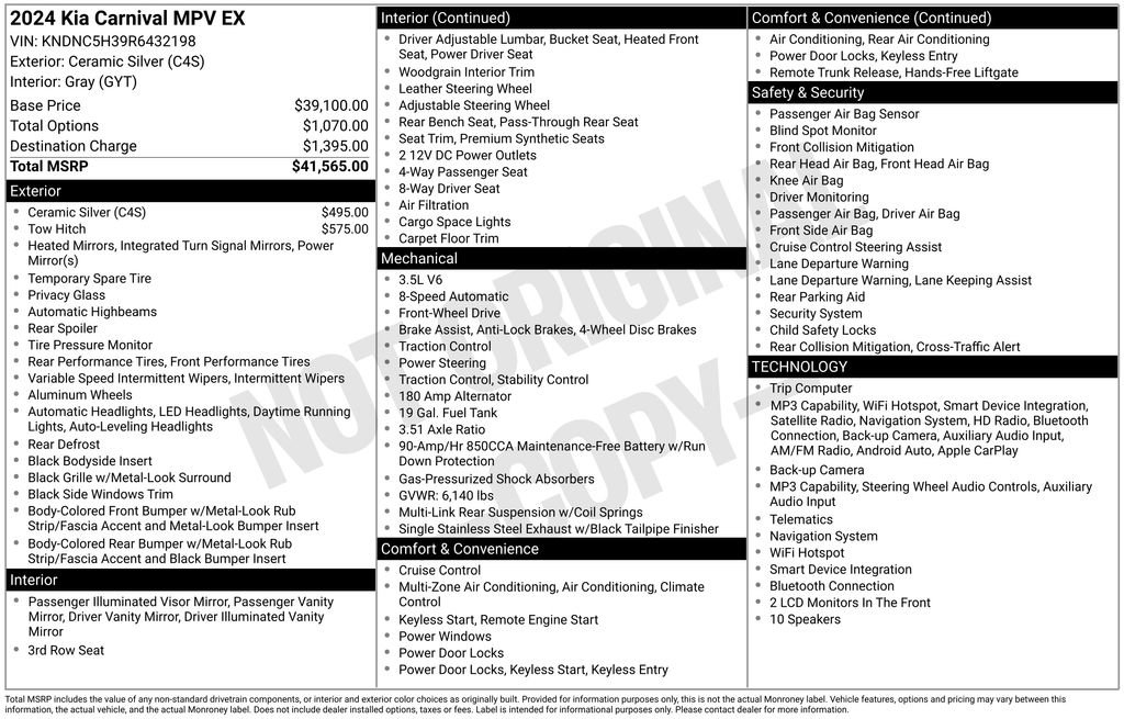 Used 2024 Kia Carnival EX FWD image 5
