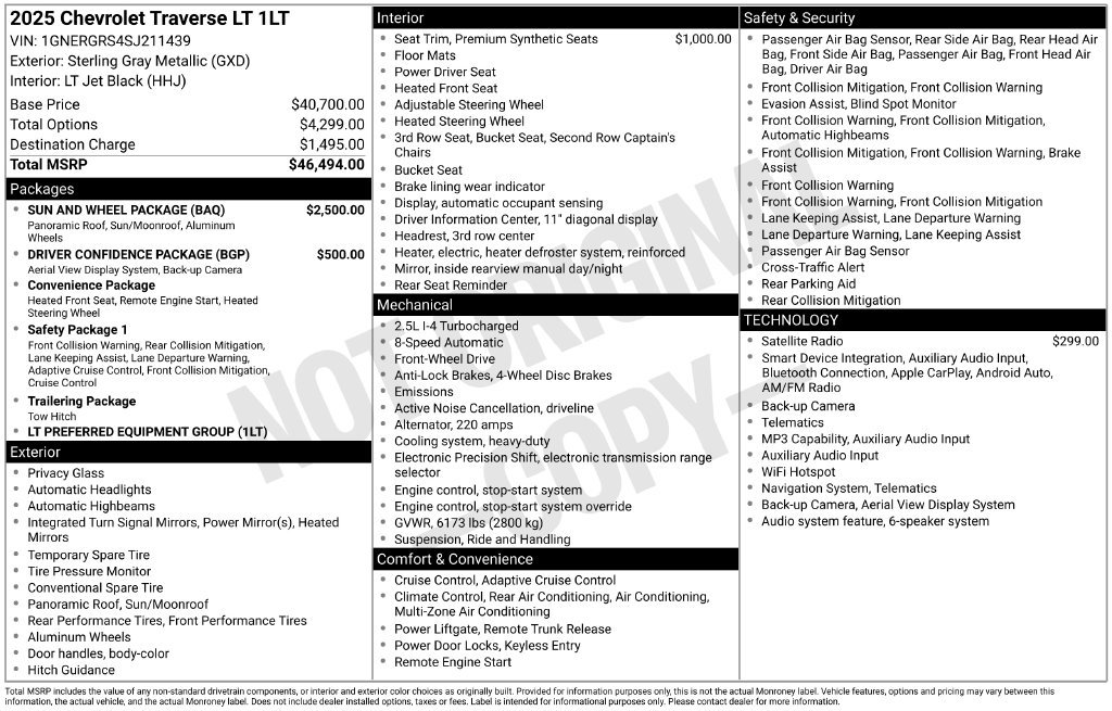 Used 2025 Chevrolet Traverse LT w/ Sun and Wheel Package FWD image 37