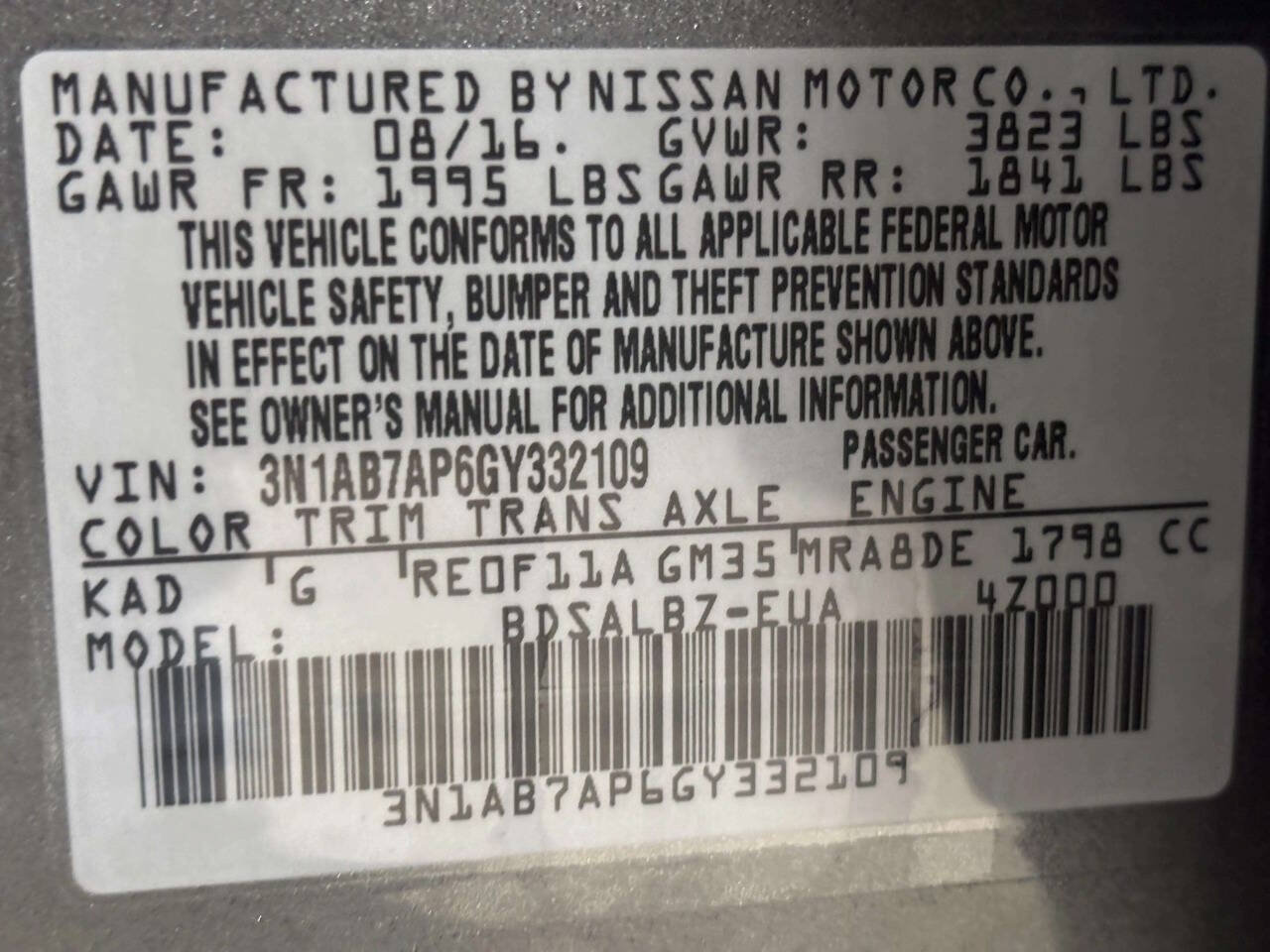 Used 2016 Nissan Sentra S w/ Protection Package FWD image 32