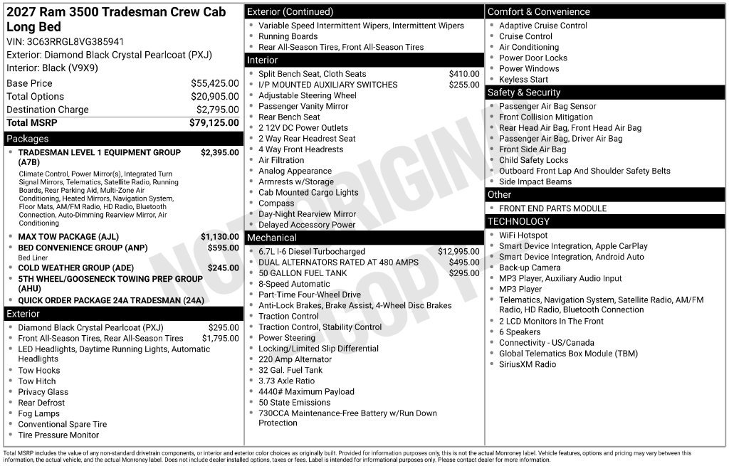 New 2027 RAM 3500 Tradesman AWD/4WD image 9