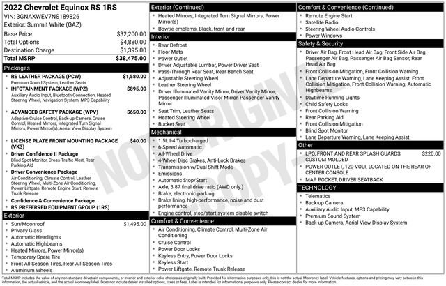Used 2022 Chevrolet Equinox RS w/ RS Leather Package AWD/4WD image 20