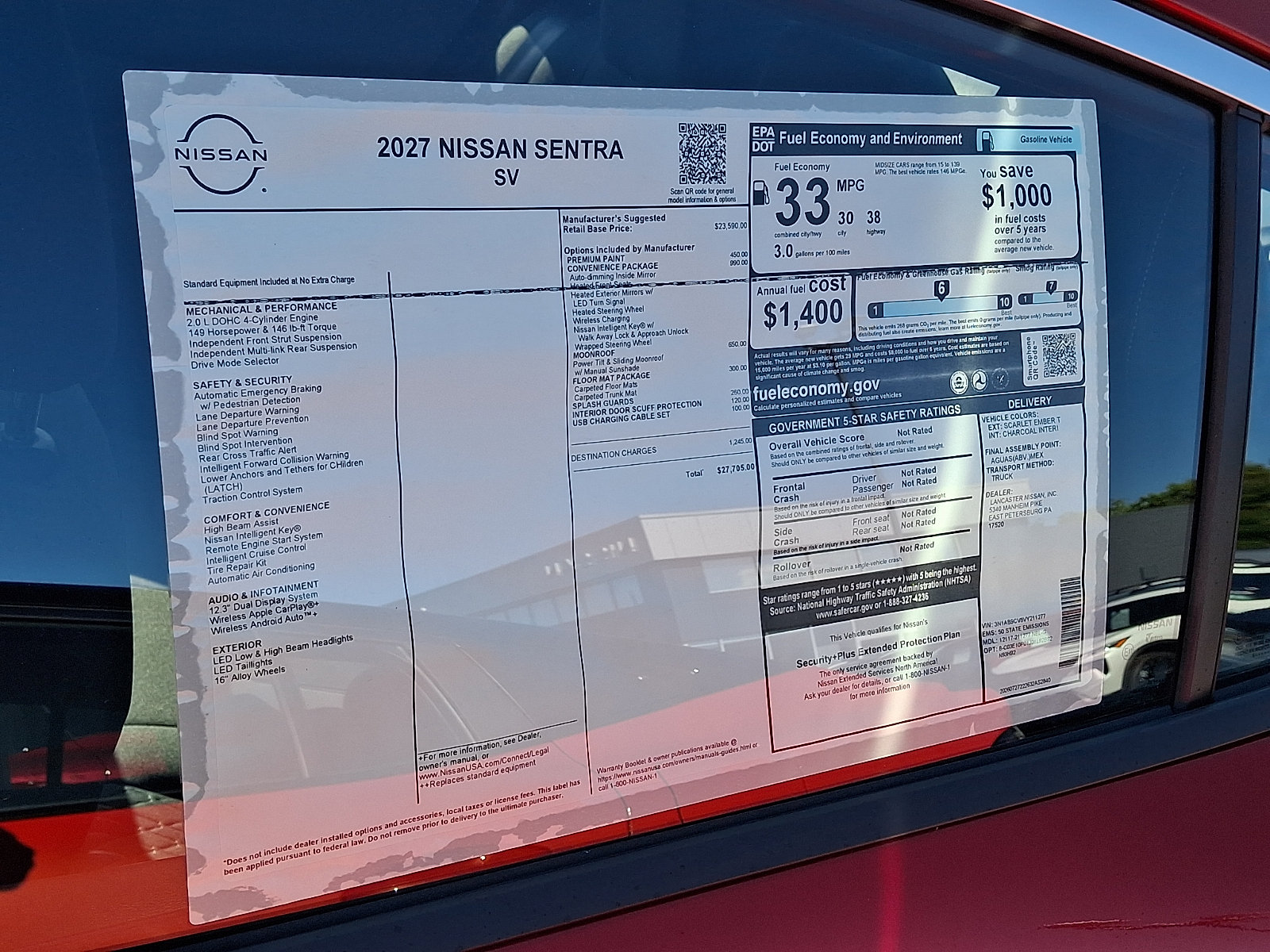 New 2027 Nissan Sentra SV w/ SV Convenience Package FWD image 6