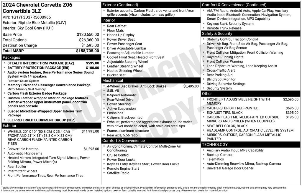 Used 2024 Chevrolet Corvette Z06 w/ Stealth Interior Trim Package image 5