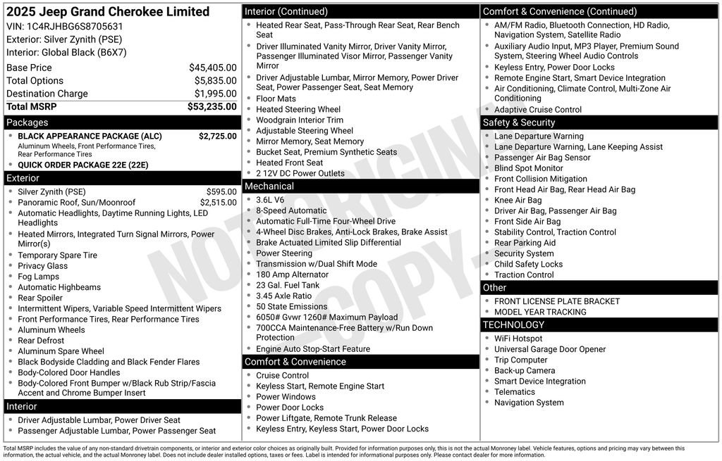 New 2025 Jeep Grand Cherokee Limited w/ Black Appearance Package AWD/4WD image 22