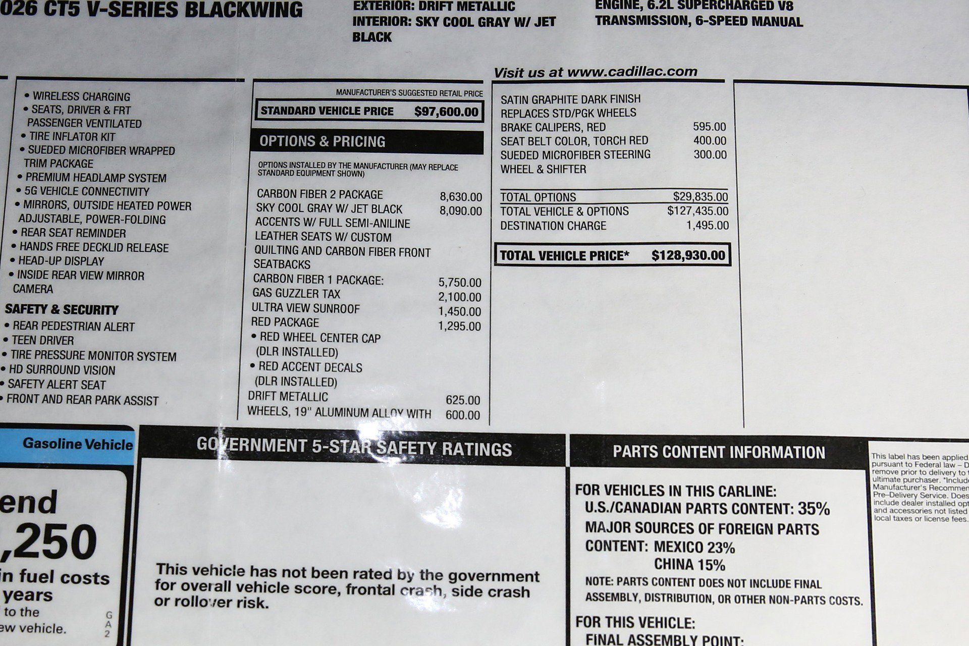 Used 2026 Cadillac CT5 V Blackwing w/ Carbon Fiber 2 Package RWD image 27