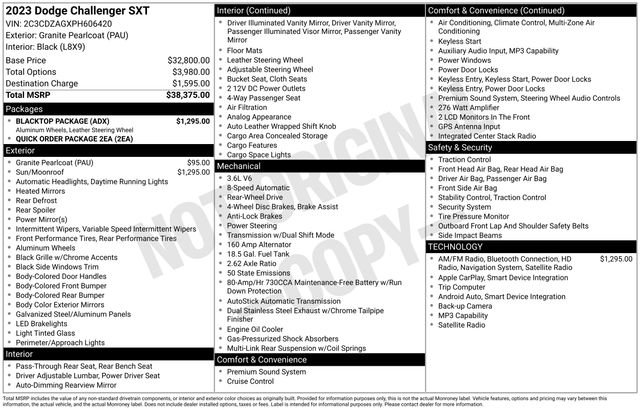 Used 2023 Dodge Challenger SXT w/ Blacktop Package RWD image 8