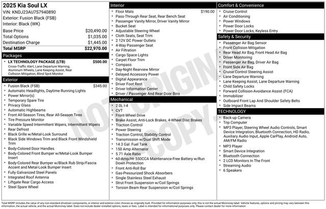 Used 2025 Kia Soul LX w/ LX Technology Package FWD image 7