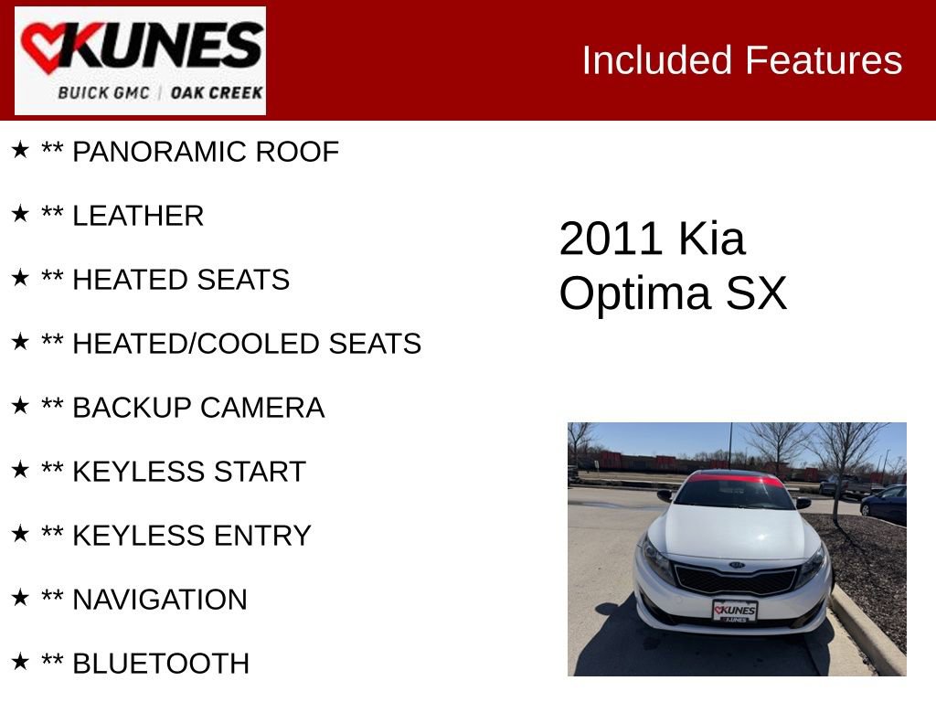Used 2011 Kia Optima SX w/ Premium Touring Pkg image 2
