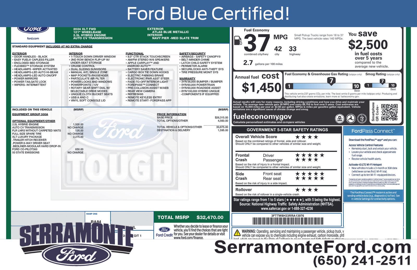 Certified 2024 Ford Maverick XLT w/ XLT Luxury Package FWD image 16