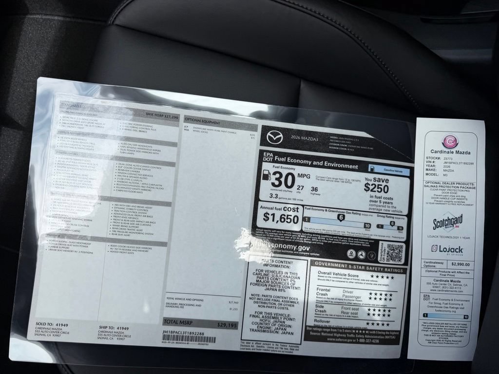 New 2026 MAZDA MAZDA3 2.5 S Sedan w/ Preferred Pkg FWD image 28
