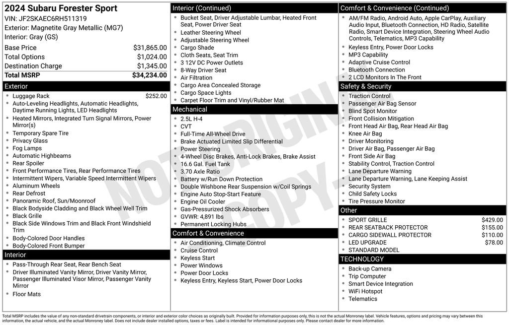 Certified 2024 Subaru Forester Sport AWD/4WD image 39