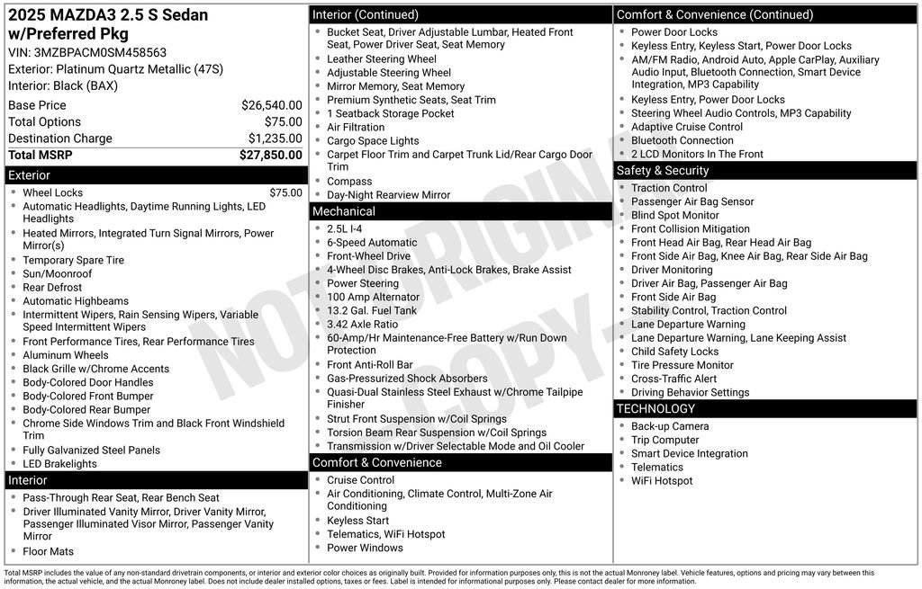 Certified 2025 MAZDA MAZDA3 s image 33