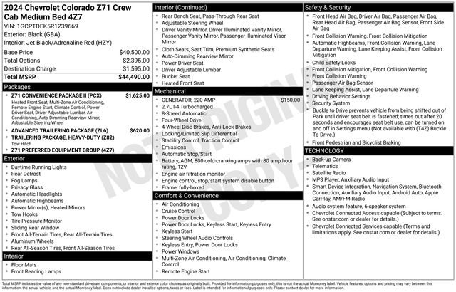 Used 2024 Chevrolet Colorado Z71 w/ Z71 Convenience Package 2 AWD/4WD image 34