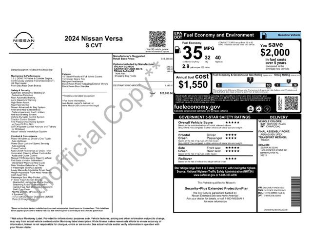 Used 2024 Nissan Versa S w/ Trunk Package FWD image 22