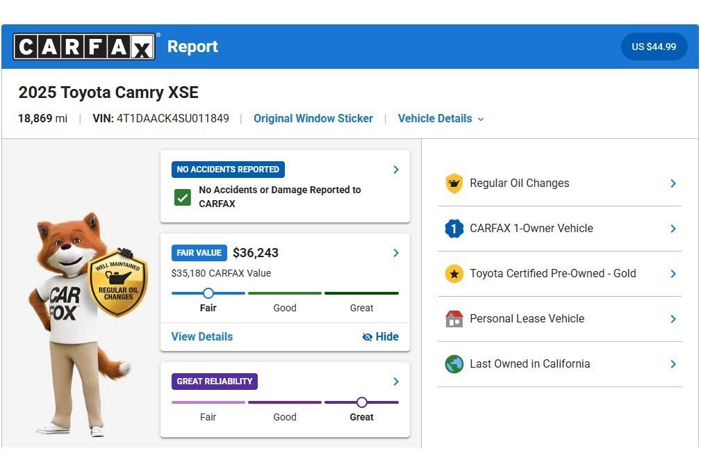 Used 2025 Toyota Camry XSE FWD image 3
