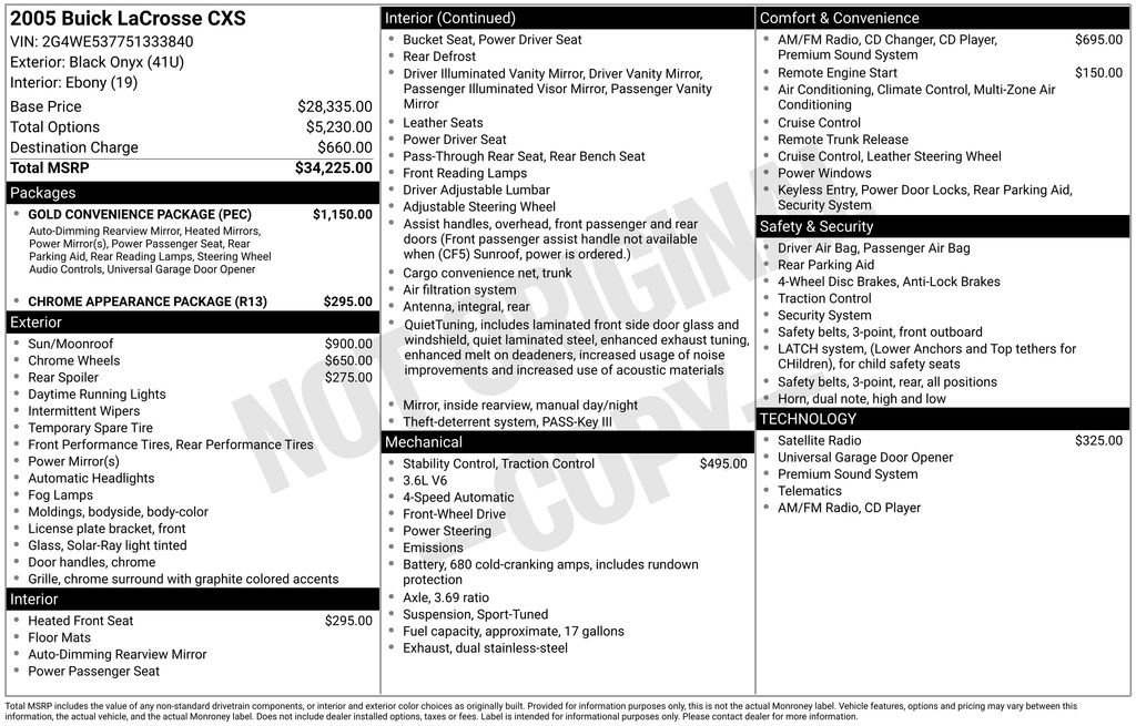 Used 2005 Buick LaCrosse CXS w/ Gold Convenience Package FWD image 3