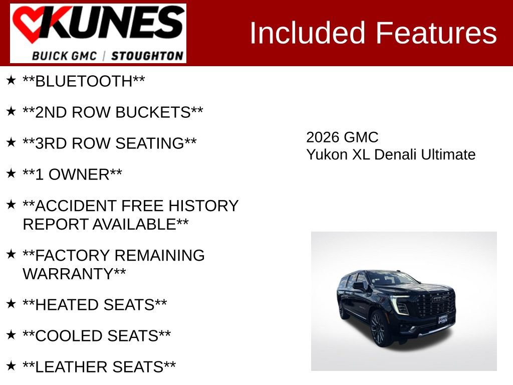 Used 2026 GMC Yukon XL Denali Ultimate w/ LPO, Floor Liner Package AWD/4WD image 3