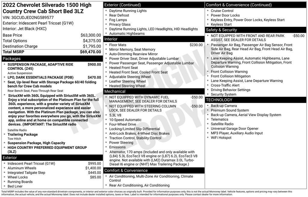 Used 2022 Chevrolet Silverado 1500 High Country AWD/4WD image 47