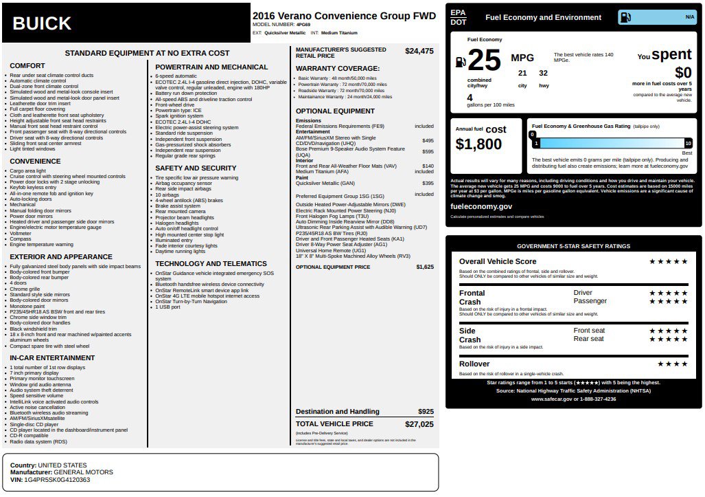 Used 2016 Buick Verano Convenience w/ Driver Confidence Package image 18