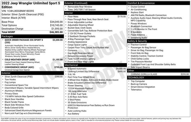 Used 2022 Jeep Wrangler Unlimited Sport AWD/4WD image 30