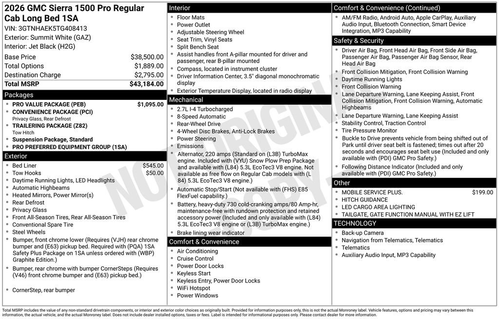 New 2026 GMC Sierra 1500 Pro w/ Pro Value Package RWD image 14