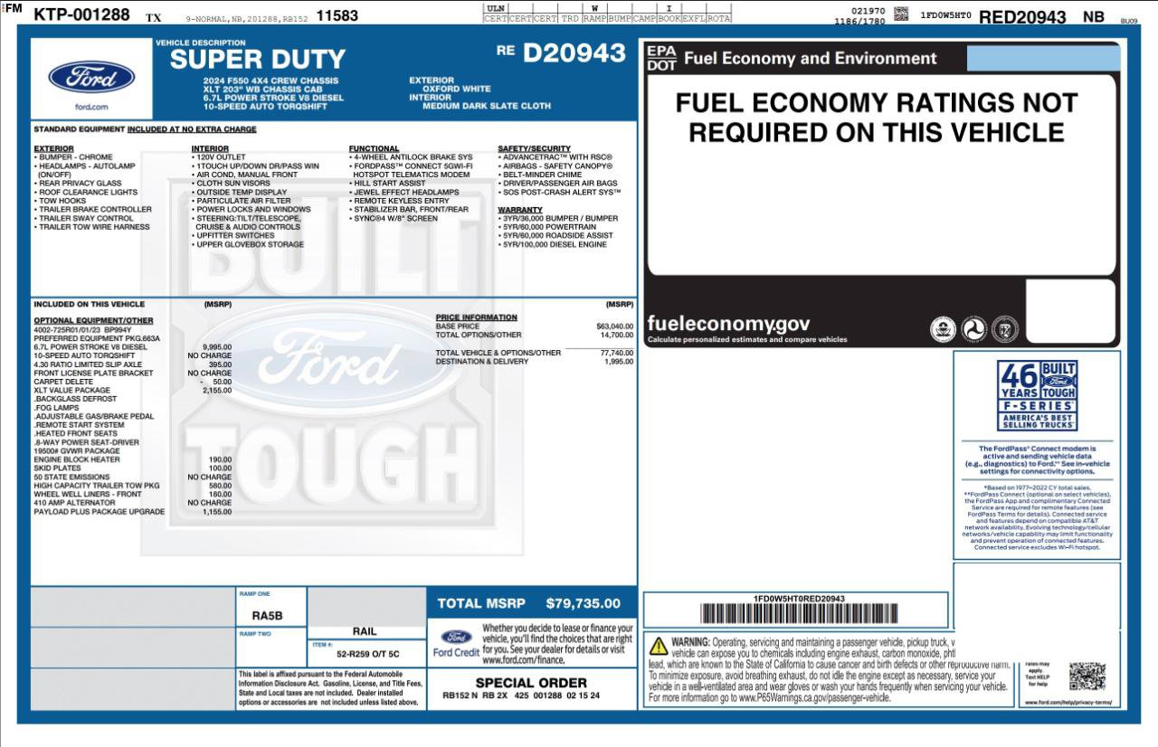 Used 2024 Ford F550 4x4 Crew Cab Super Duty w/ XLT Value Package image 4