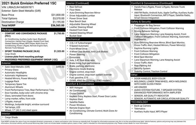 Used 2021 Buick Envision Preferred image 45