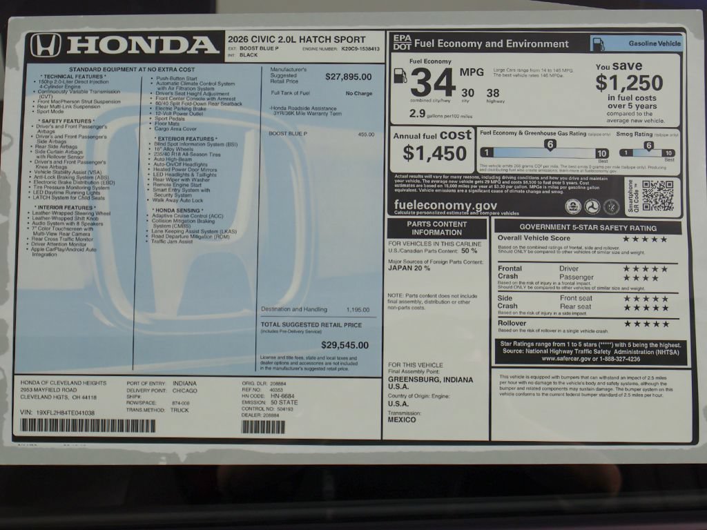 New 2026 Honda Civic Sport image 23
