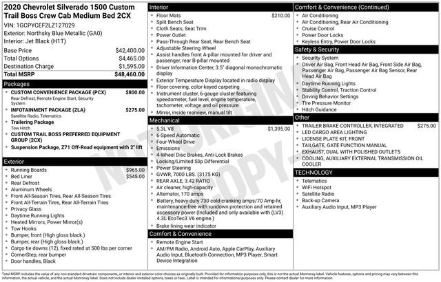 Used 2020 Chevrolet Silverado 1500 Custom Trail Boss w/ Custom Convenience Package image 44